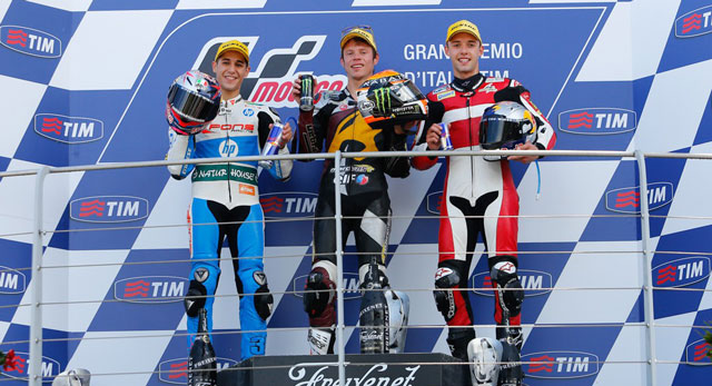 Подиум Moto2 Гран-При Италии 2014: Салом, Рабат, Фольгер