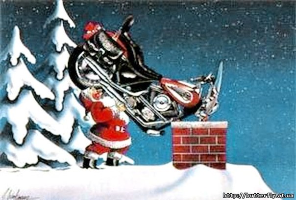 Дед Мороз мотоцикл