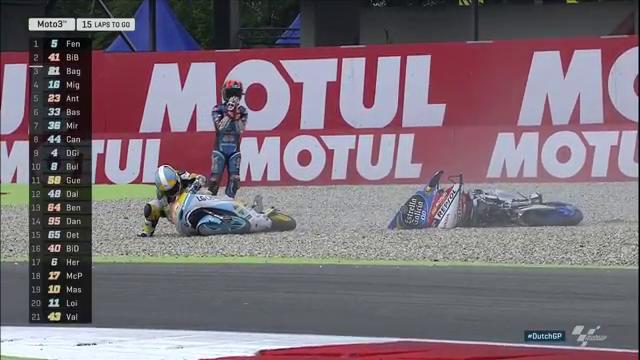 Гонка Moto3 Гран-При Нидерландов 2016 - аварии
