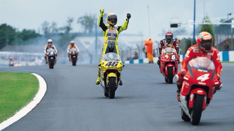 Валентино Росси, первая победа в MotoGP (Донингтон, 2000)