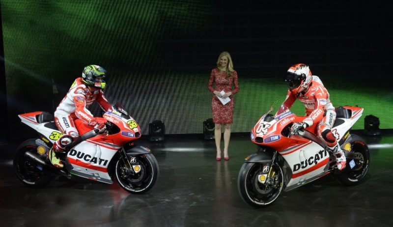 Крачлоу и Довициозо на презентации Ducati Team 2014