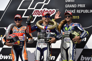 Валентино Росси, Марк Маркес, Хорхе Лоренцо. Гран-При Чехии, MotoGP 2015
